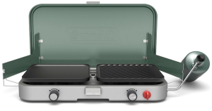 Coleman Cascade 3-in-1 Outdoor Camp Stove, Portable Cooktop with Included Cast-Iron Grill & Griddle Accessories, 24,000 BTUs of Power for Camping, Tailgating, Grilling