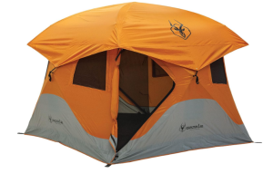 Gazelle T4 Waterproof 4 Person Portable Polyester Outdoor Pop Up Camping or Beach Tent with Removable Floor, Mesh Screens, and Rain Fly, Orange