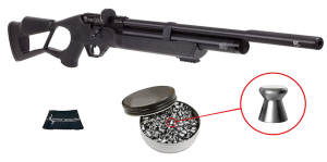 Hatsan Flash QE (Quiet Energy) .22 Caliber PCP Air Rifle with Included Pack of 250 Pellets Bundle (Pellets Caliber/Weight .22/12.96 Grains) and Wearable4U Cloth