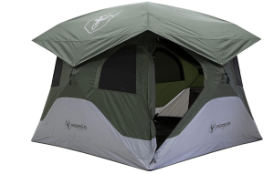 Gazelle Tents™ T4 Hub Tent, Easy 90 Second Set-Up, Waterproof, UV Resistant, Removable Floor, Ample Storage Options, 4-Person, Alpine Green, 94" x 94" x 78", GT400GR