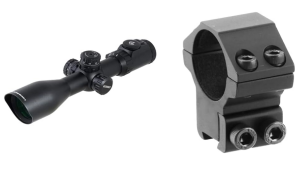 UTG 3-12X44 30mm Compact Scope, AO, 36-color Mil-dot, Rings , Black & Accu-Shot UTG 30mm/2PCs Medium Profile Airgun Rings w/Stop Pin , Black 