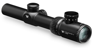 Vortex Optics Crossfire II 1-4x24, 30mm Tube, SFP Riflescope - V-Brite Reticle (MOA) with Sport Cantilever 30mm Mount - 2-Inch Offset