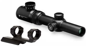 Vortex Optics Crossfire II 1-4x24, 30mm Tube, SFP Riflescope - V-Brite Reticle (MOA) with Sport Cantilever 30mm Mount - 2-Inch Offset