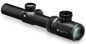 Vortex Optics Crossfire II 1-4x24, 30mm Tube, SFP Riflescope - V-Brite Reticle (MOA) with Sport Cantilever 30mm Mount - 2-Inch Offset