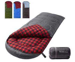 Winter Flannel Sleeping Bags XL for Big & Tall Adults, Cold Weather Camping | Comfort liner rated 32°F/0°C.Oversized 92"x35" hooded envelope.Packs compact to 16"x10" with free stuff sack.Machine washable
