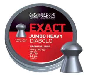 JSB Exact Jumbo Heavy .22 Cal Domed Airgun Pellets, 18.13 Grain, 250 Count